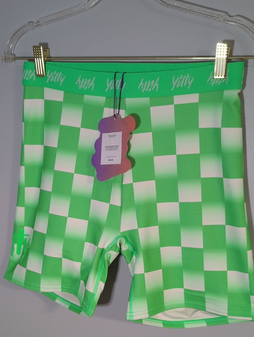 Yitty Green Checkered Kids Bike Shorts